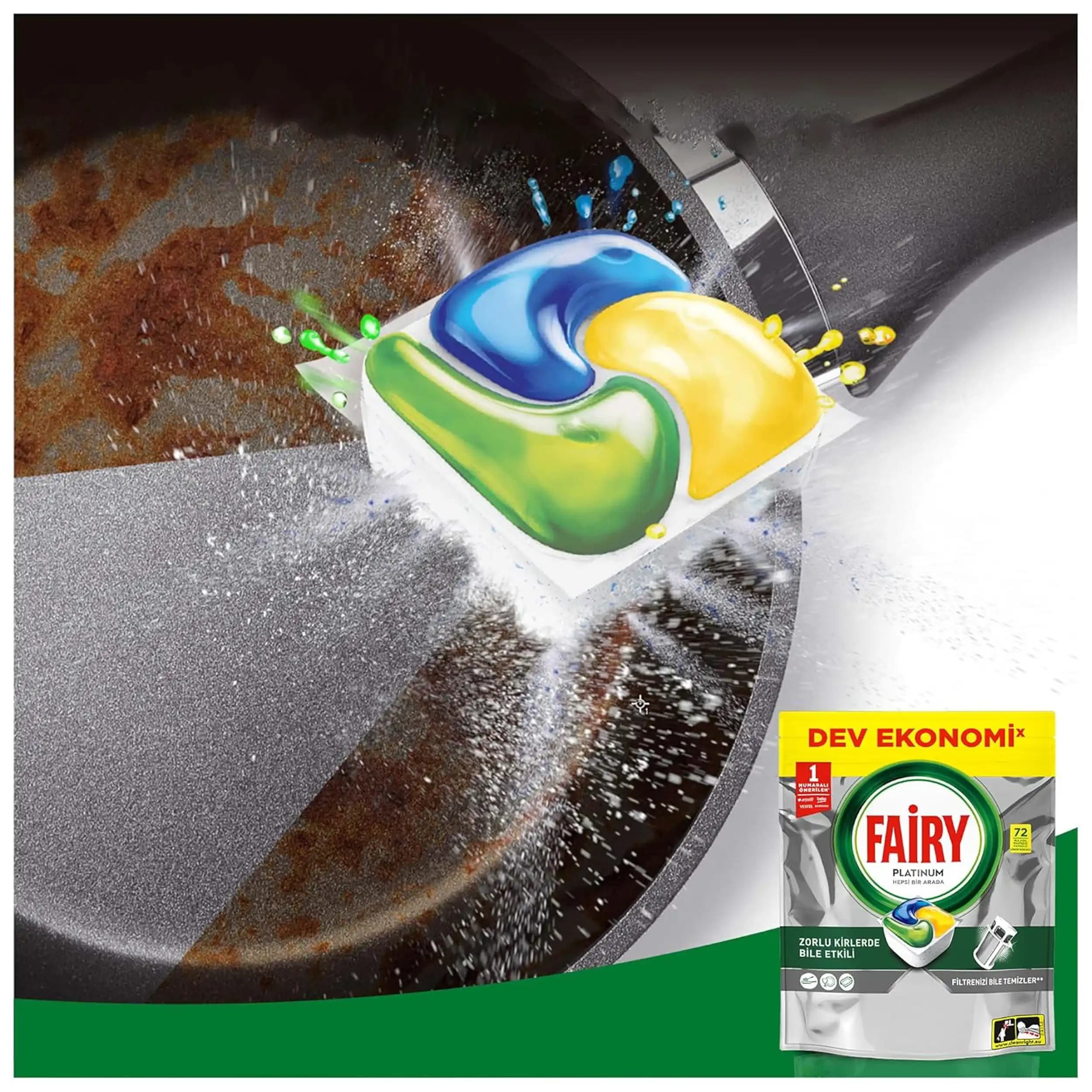 قرص ماشین ظرفشویی فیری پلاتینیوم 72 عددی | Fairy All in one Platinum Dishwasher Tablets 72ct — تصویر ۸