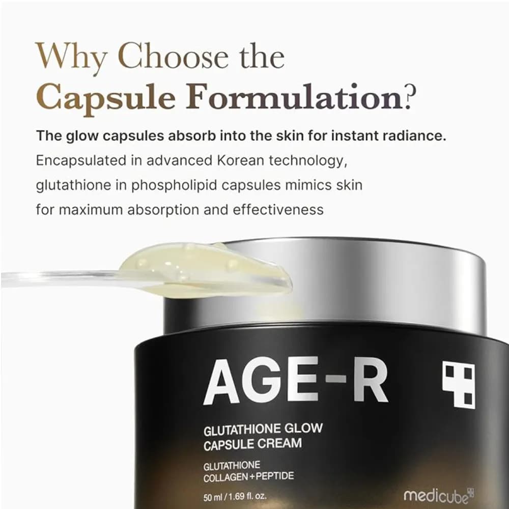 کرم کپسولی جوانساز و روشن کننده گلوتاتیون مدی کیوب medicube age-r glutathione glow capsule cream — تصویر ۶