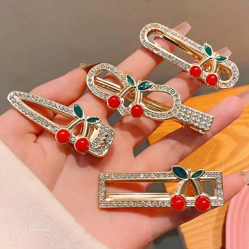 گیره مو انبری دخترانه طرح گیلاس(4 طرح)