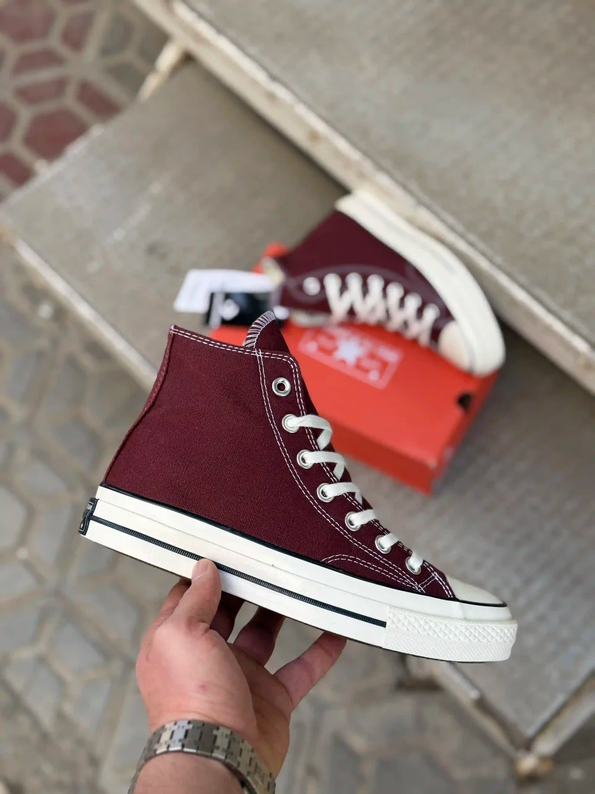 کانورس ساقدار زرشکی (شرابی) – Converse Chuck 70 high burgundy (wine) — تصویر ۷