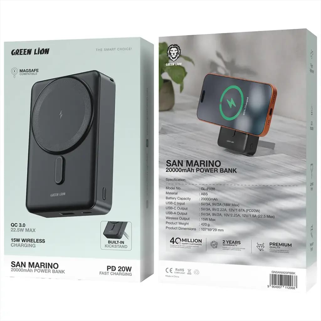 پاوربانک وایرلس 20000 گرین لاین Green Lion San Marino GNSANM20PB — تصویر ۷