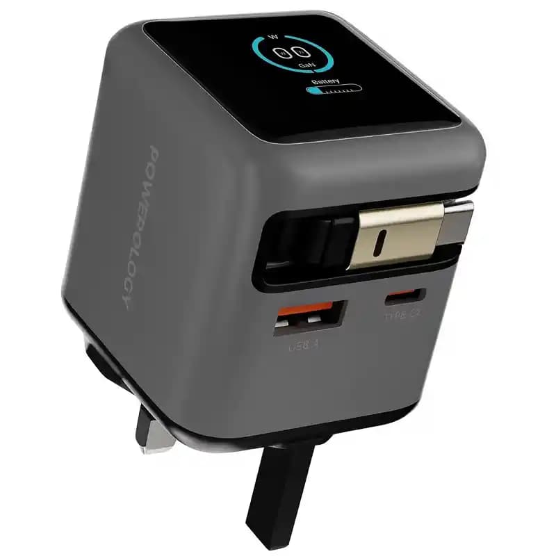 آداپتور شارژ 70 وات هوشمند پاورولوژی Powerology Halo Dual-Port GaN Charger PWCUQC051 — تصویر ۱۰