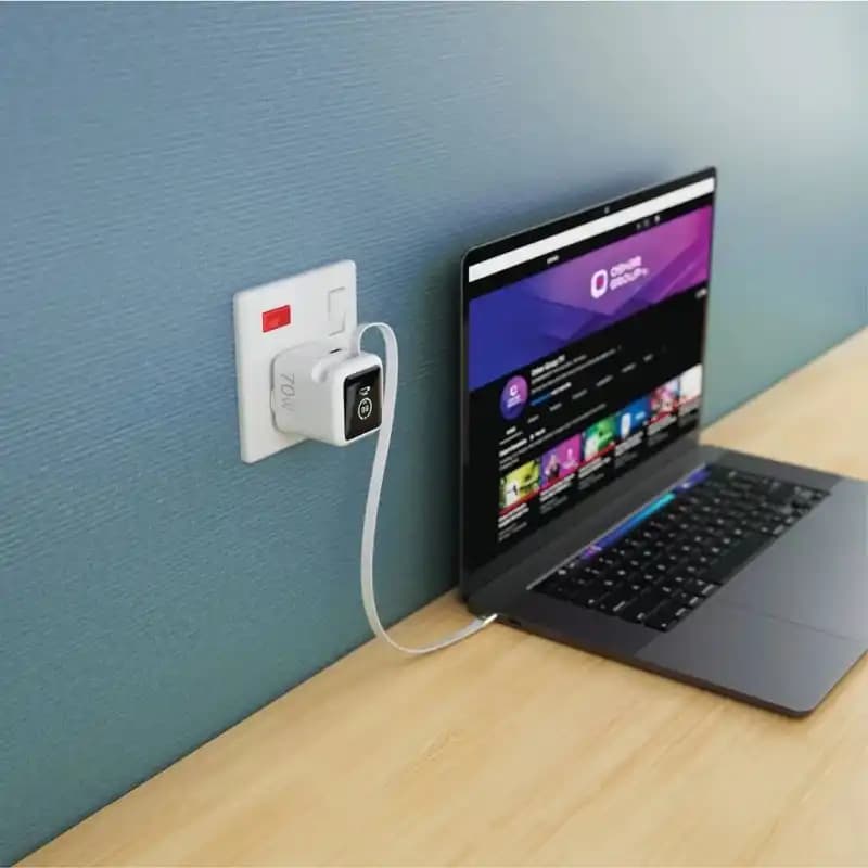 آداپتور شارژ 70 وات هوشمند پاورولوژی Powerology Halo Dual-Port GaN Charger PWCUQC051 — تصویر ۱۲