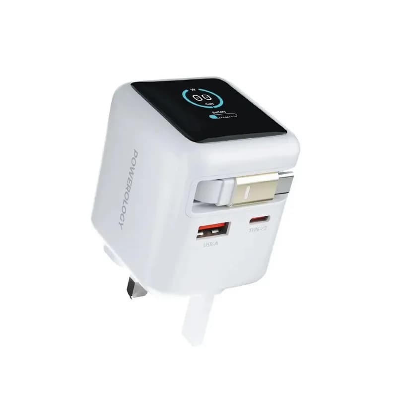 آداپتور شارژ 70 وات هوشمند پاورولوژی Powerology Halo Dual-Port GaN Charger PWCUQC051 — تصویر ۱۱