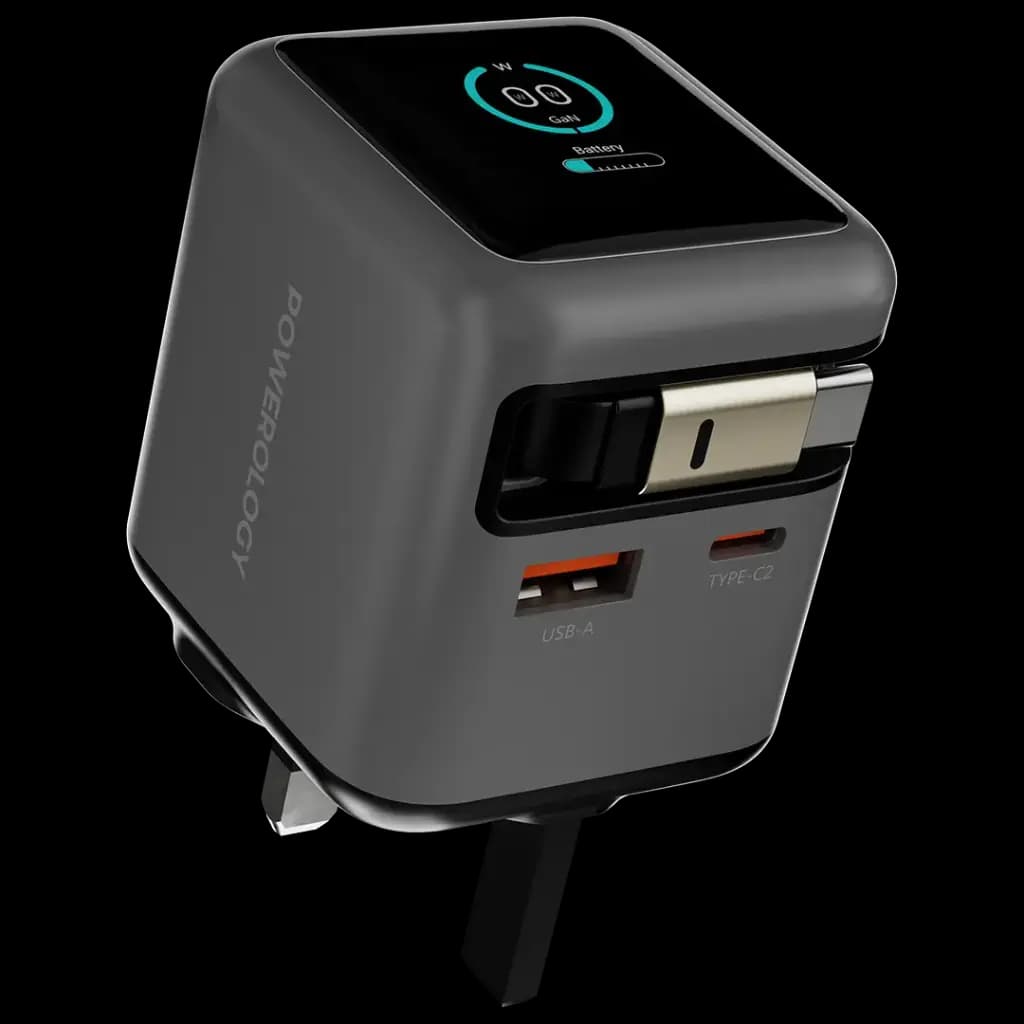 آداپتور شارژ 70 وات هوشمند پاورولوژی Powerology Halo Dual-Port GaN Charger PWCUQC051 — تصویر ۷