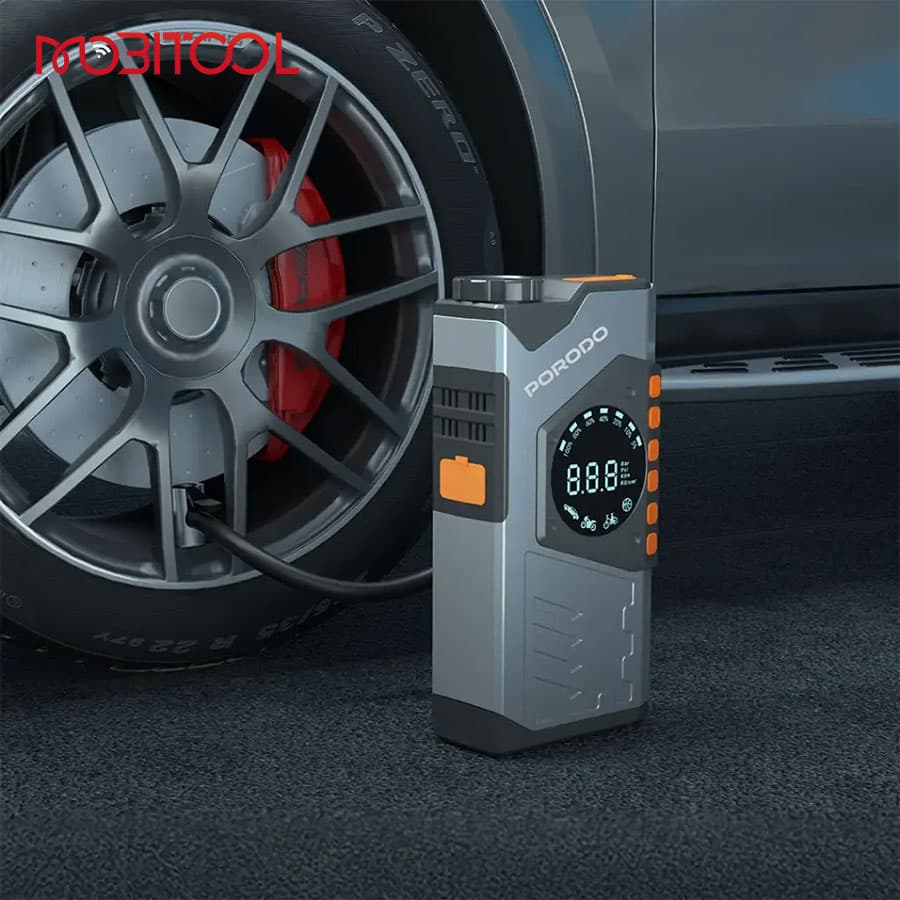 پمپ باد و جامپ استارتر چندکاره پرودو Porodo VoltBoost 10000mAh Compact Utility Tool PDPBA10 — تصویر ۴
