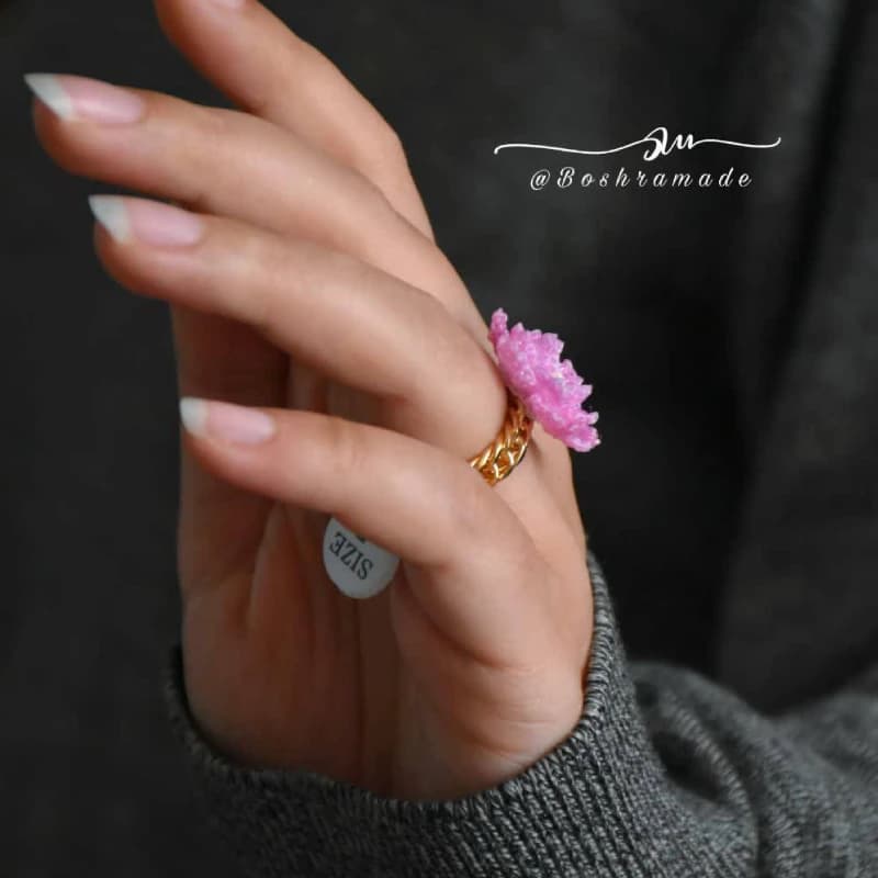 انگشتر گل صورتی کد 369 — تصویر ۷