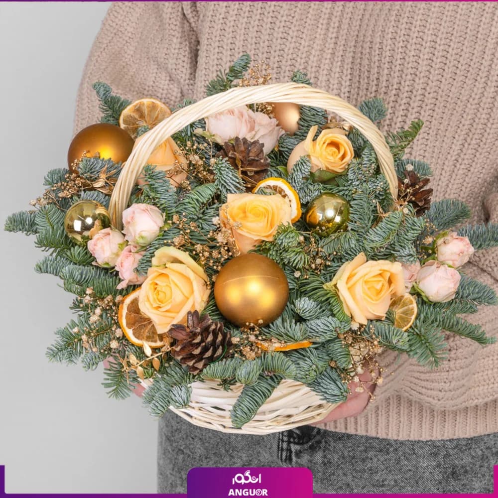 سبد گل کریسمس طلایی (سال نو میلادی)