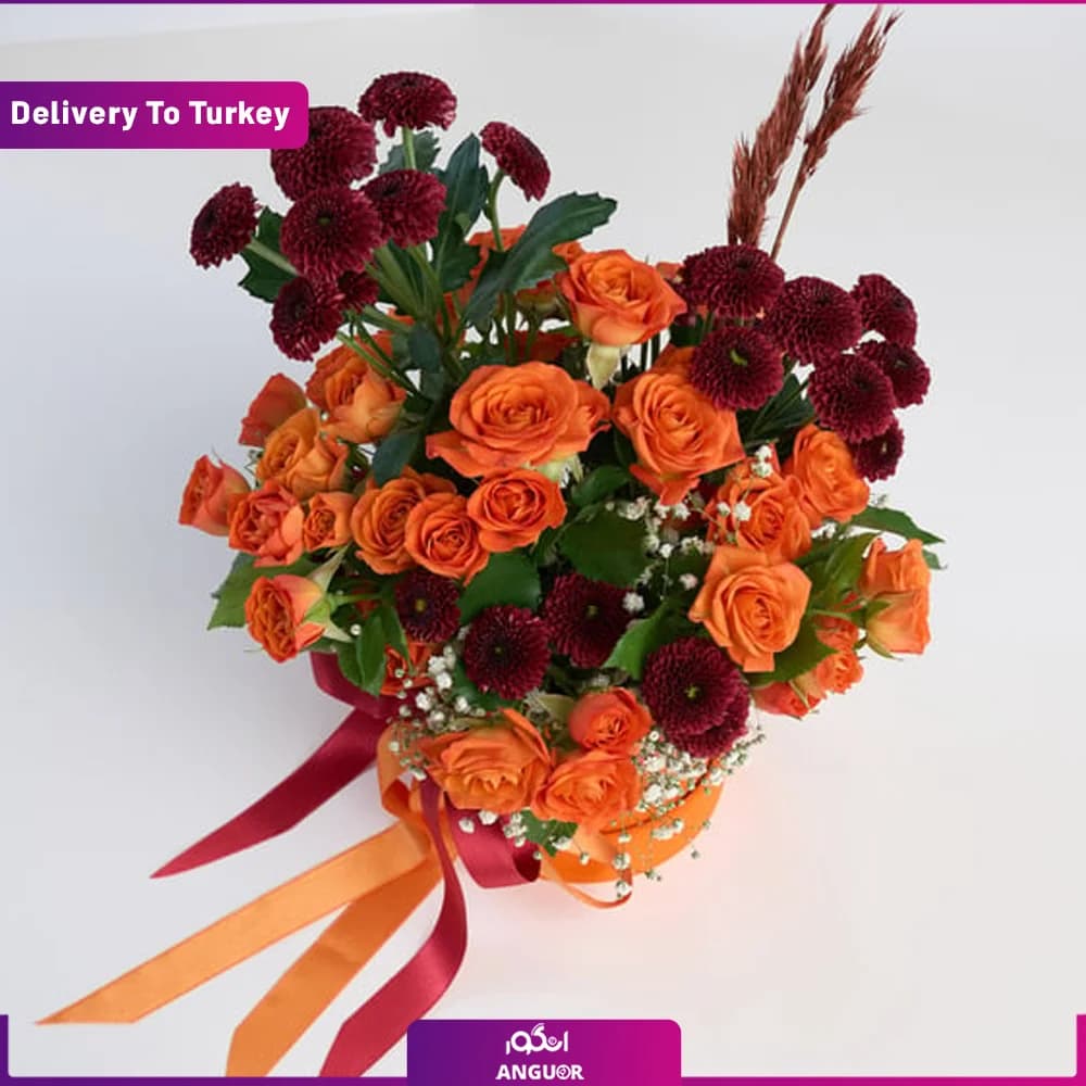 باکس گل رز عاشقانه نارنجی (تحویل در ترکیه) — تصویر ۸