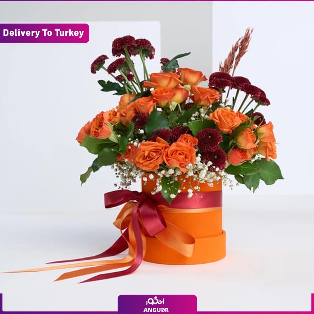 باکس گل رز عاشقانه نارنجی (تحویل در ترکیه) — تصویر ۱۰