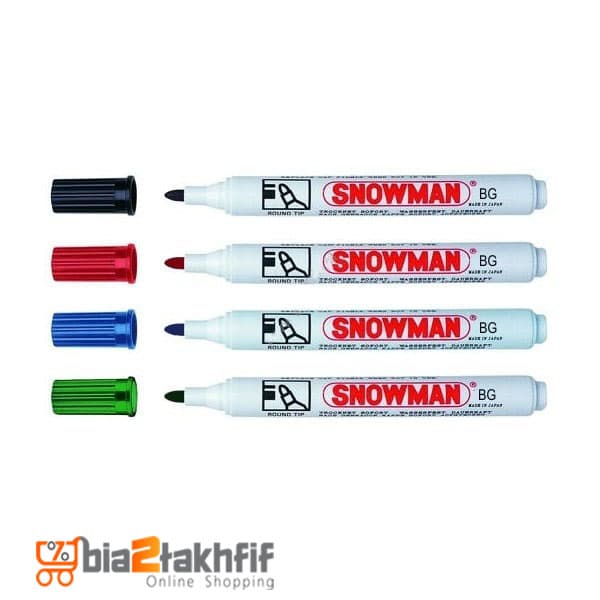 ماژیک وایت برد نوک گرد اسنومن بسته 4 عددی