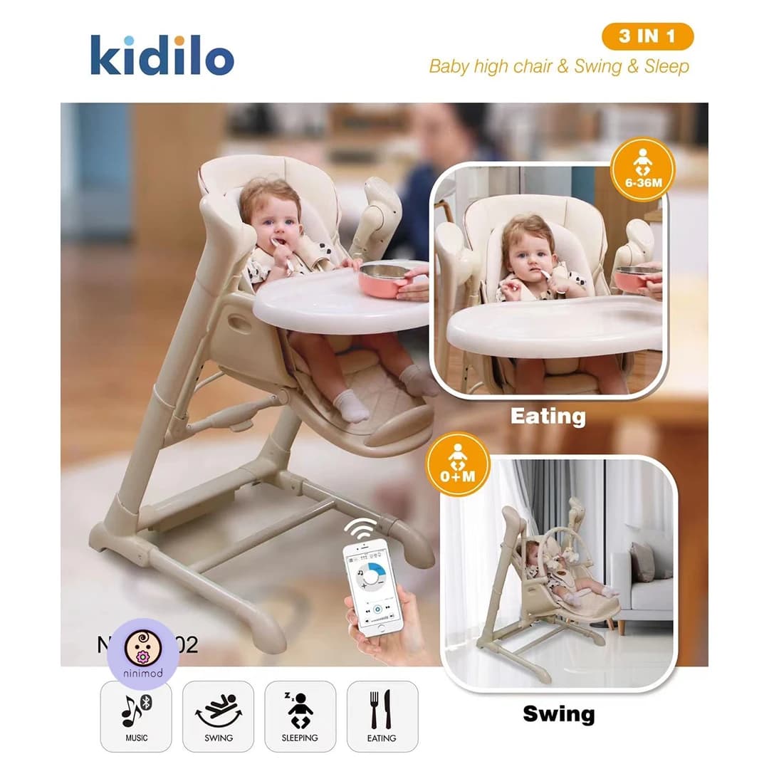 صندلی غذا تاب شو برقی مدل TY02 برند کیدیلو kidilo (سه کاره) — تصویر ۱۰