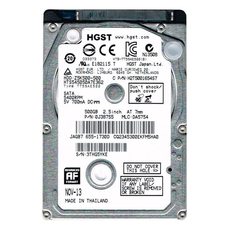 هارد دیسک لپ تاپ اچ جی اس تی HGST 500GB 2.5 SATA (ریفری) استوک