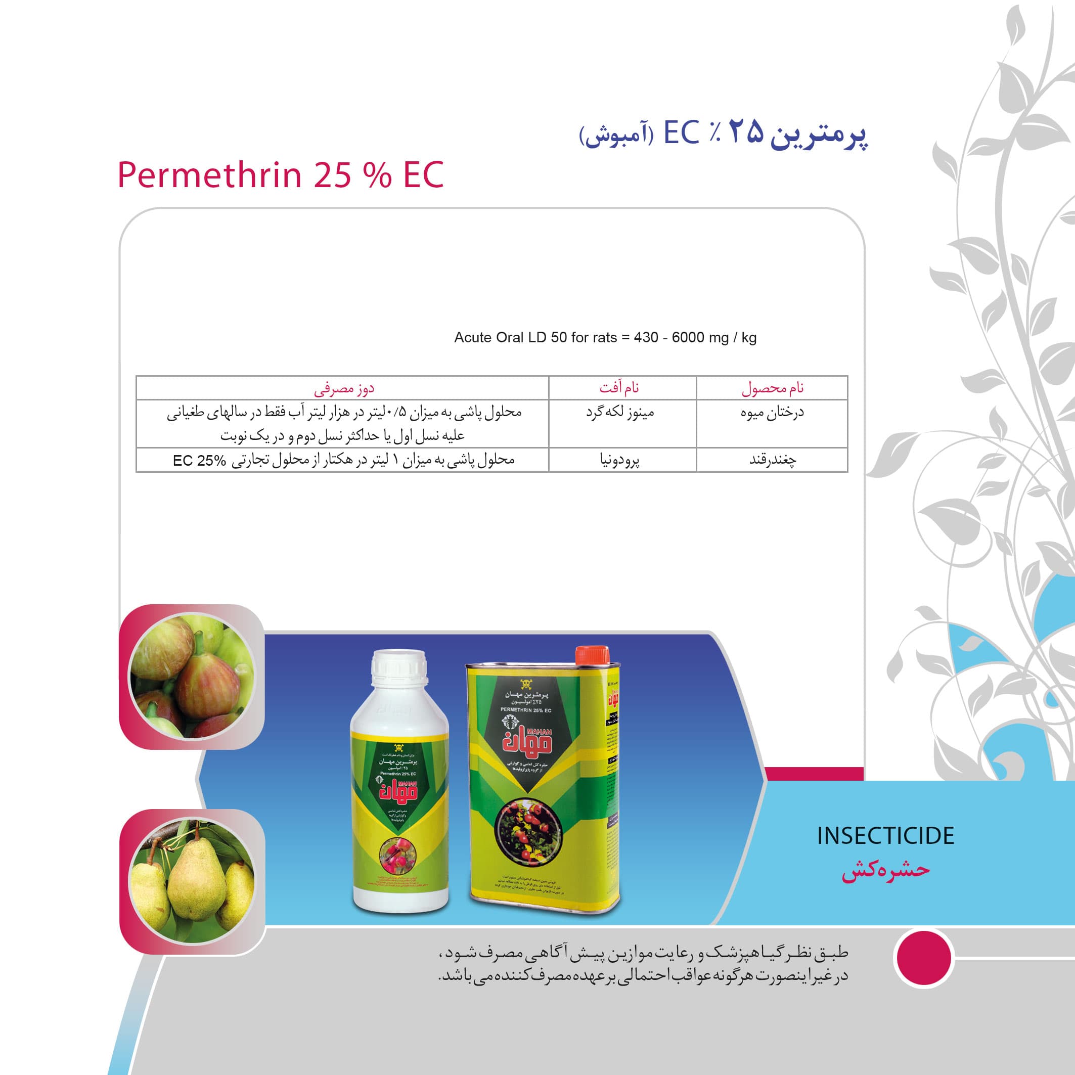 پرمترین 25% (آمبوش) نیم لیتری مهان — تصویر ۸