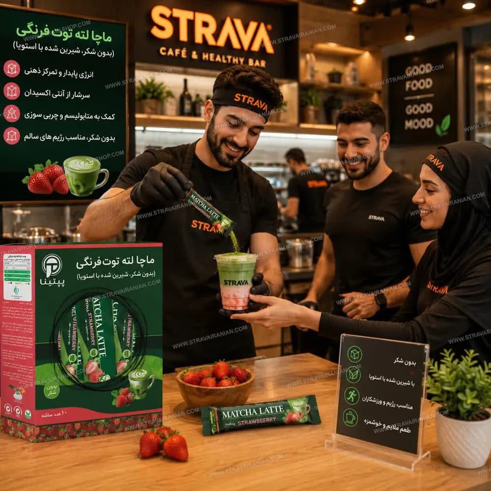 ماچا لته رژیمی و بدون شکر توت فرنگی 10 ساشه ای پپتینا با بهترین قیمت + خرید آنلاین — تصویر ۳