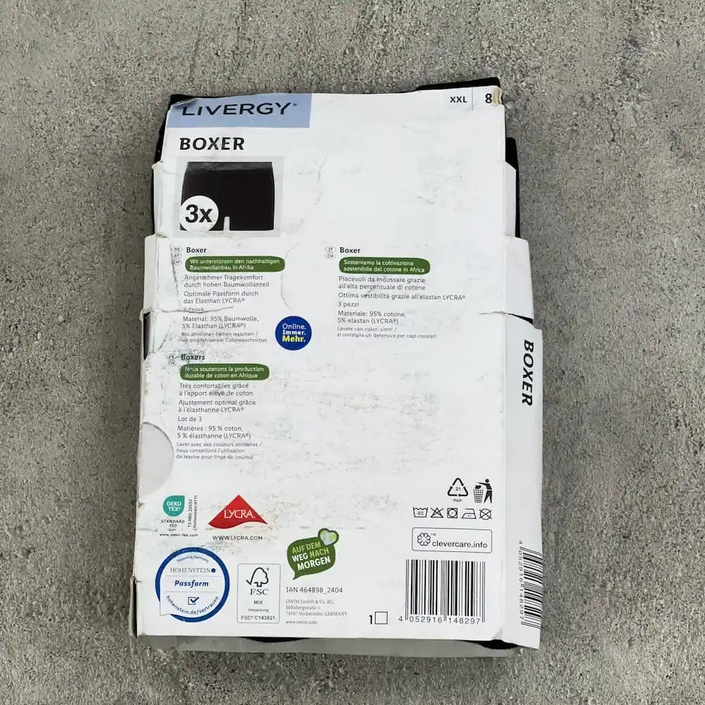 پک 3 عددی باکسر مردانه لیورجی مشکی سایز 2XL — تصویر ۴
