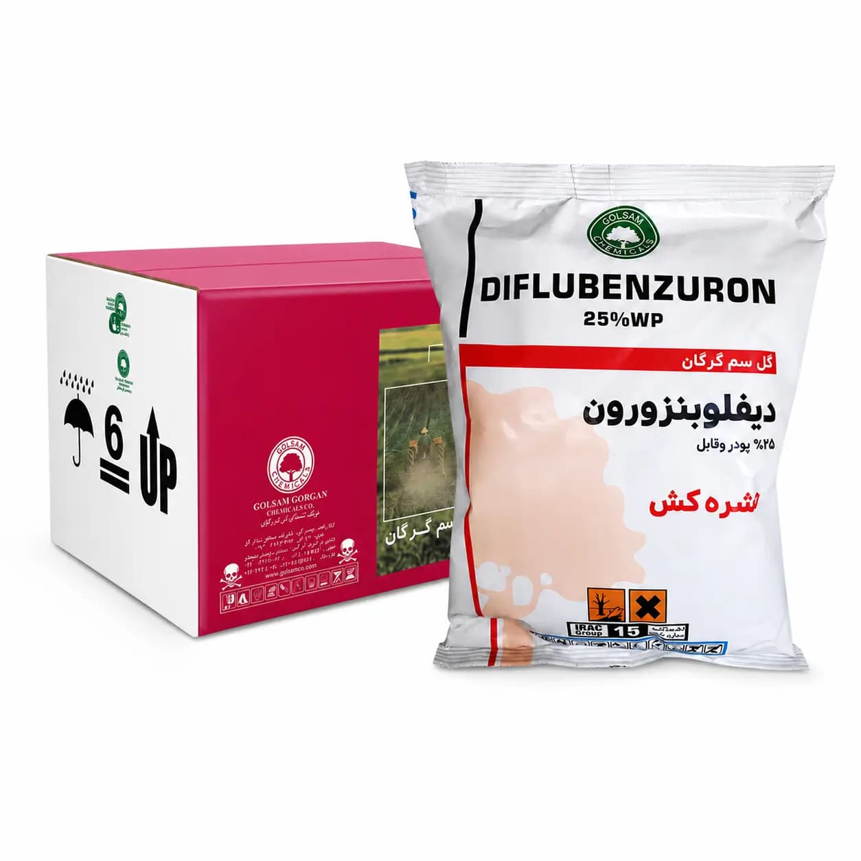 حشرهکش دیفلوبنزورون گلسم ۲۵٪ WP پاکت ۱ کیلویی (فروش عمده – کارتن ۸ عددی)