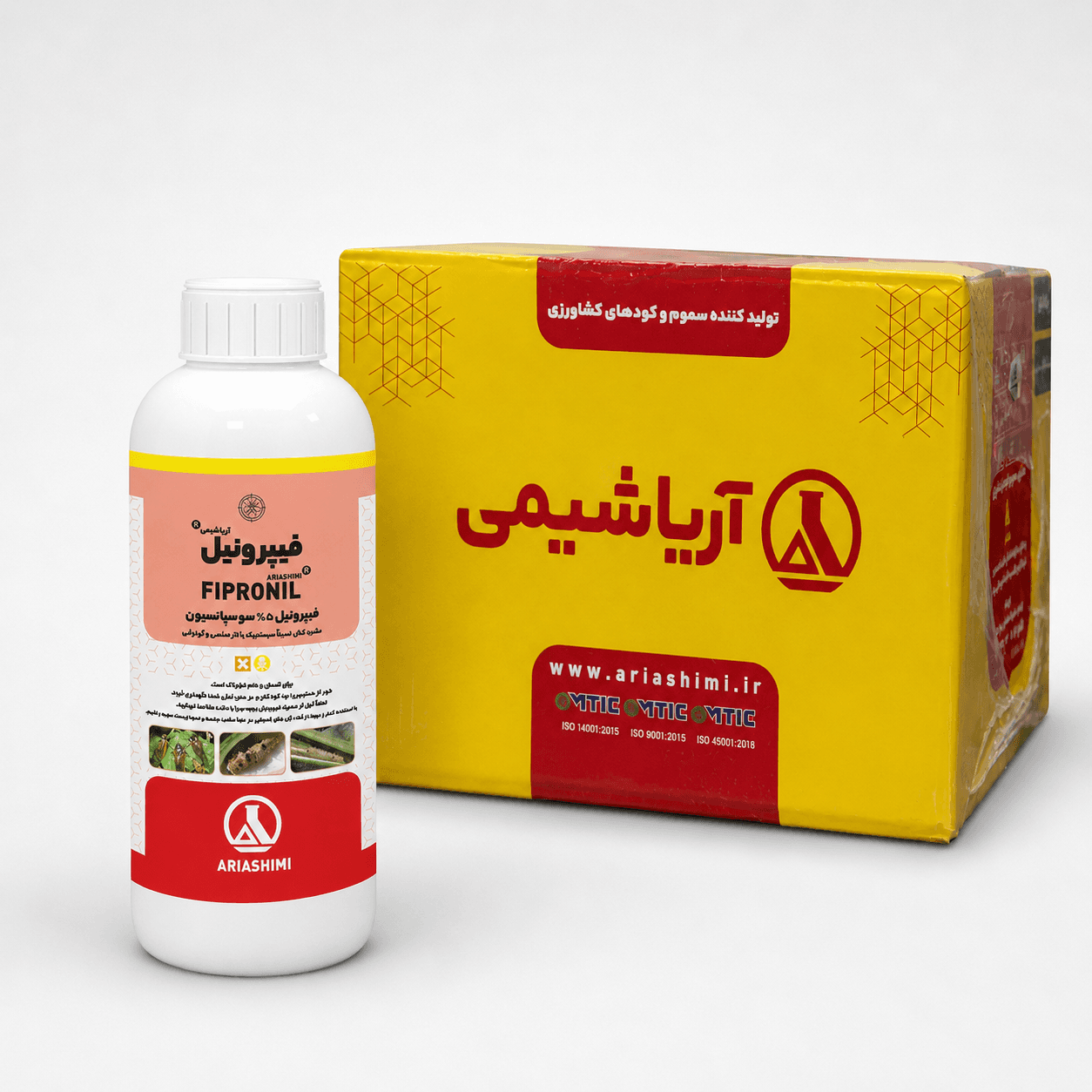 حشرهکش فیپرونیل آریاشیمی ۵٪ SC یک لیتری (فروش عمده – کارتن ۱۲ عددی)