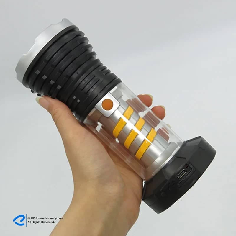 چراغ قوه شارژی و خورشیدی چندکاره مدل ZJ-2501 با باتری 2000 میلیآمپرساعت — تصویر ۷