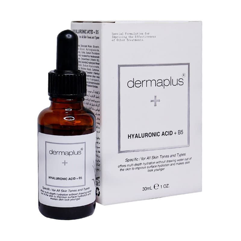 محلول رطوبت رسان هیالورونیک اسید و ویتامین B5 درماپلاس 30ml