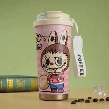 تراول ماگ استیلی طرح لبوبو caka coffee cup کد 1724 — تصویر ۳