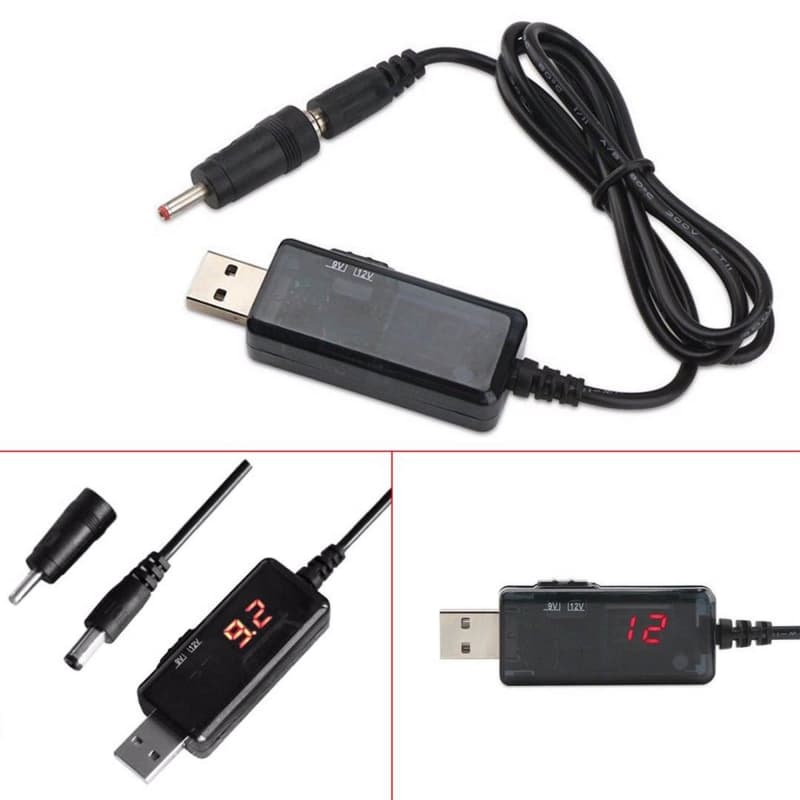 کابل USB افزاینده ولتاژ DC با خروجی 9V و 12V به همراه نمایشگر