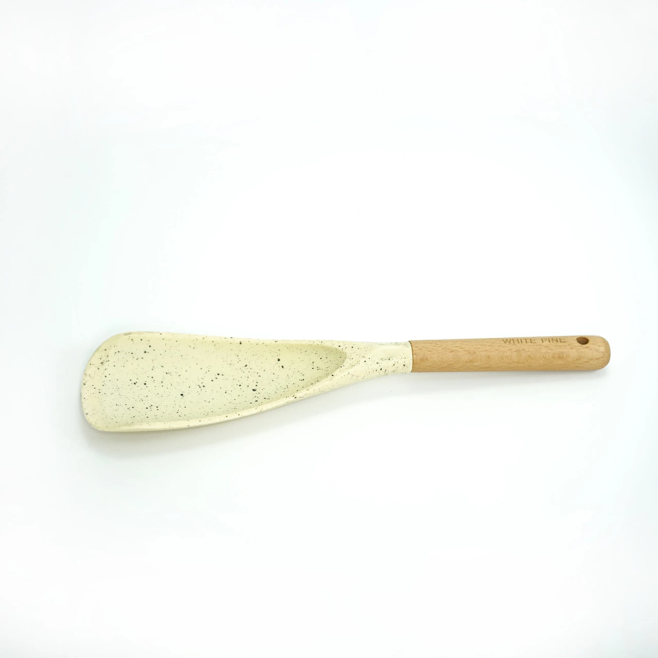 کفگیر لبه دار سیلیکونی دسته چوبی 3842 کرم وانیلی wp — تصویر ۵