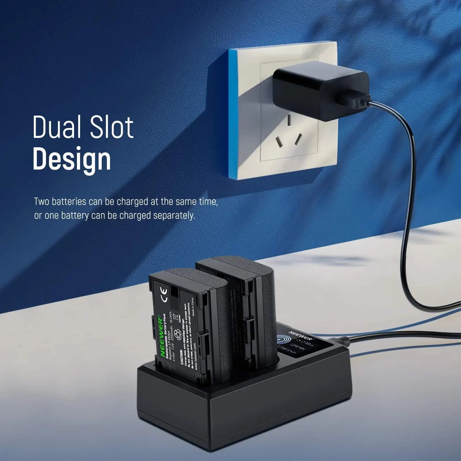پکیج شارژر دوبل نیور Neewer LP-E6NH Dual Charger + دو باتری LP-E6NH — تصویر ۴