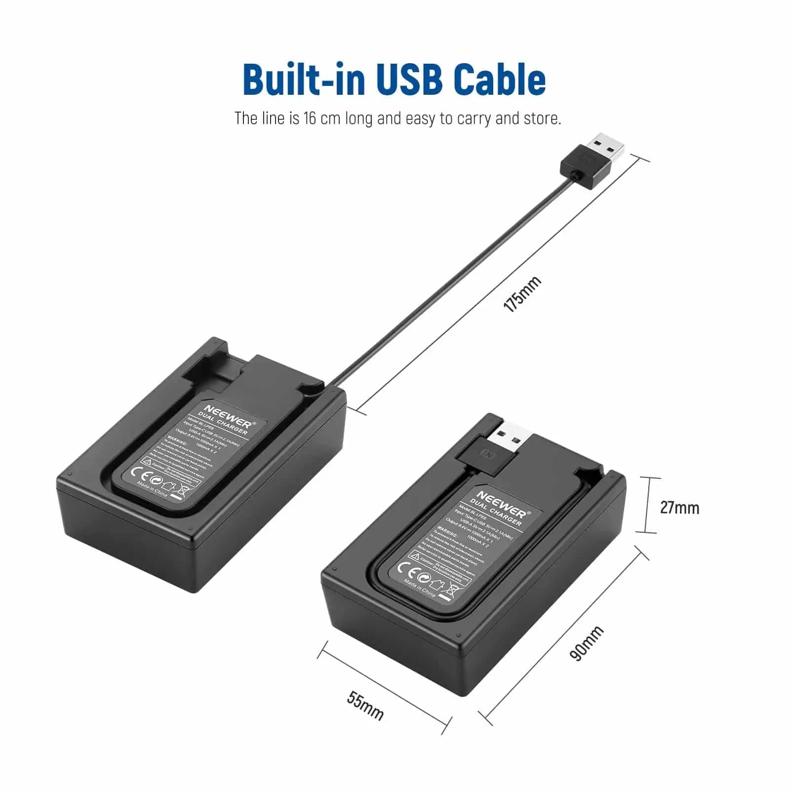 پکیج شارژر دوبل نیور Neewer LP-E6NH Dual Charger + دو باتری LP-E6NH — تصویر ۳