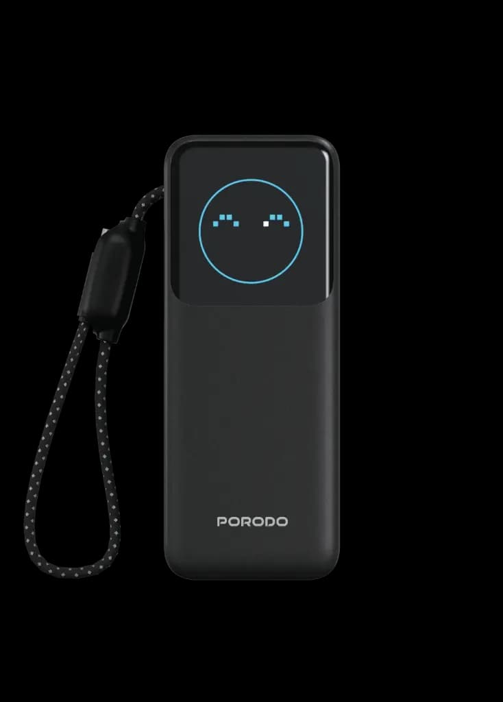 پاوربانک 20000 میلیآمپرساعت پرودو مدل Porodo POLO II 20000mAh Power Bank Built-in USB-C Cables (Black)