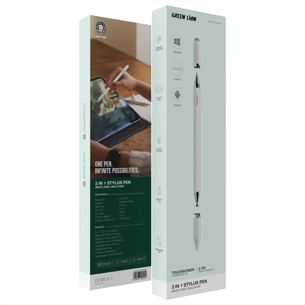 قلم استایلوس 3 در 1 گرین لاین مدل Green Lion 3-In-1 Stylus Pen — تصویر ۹