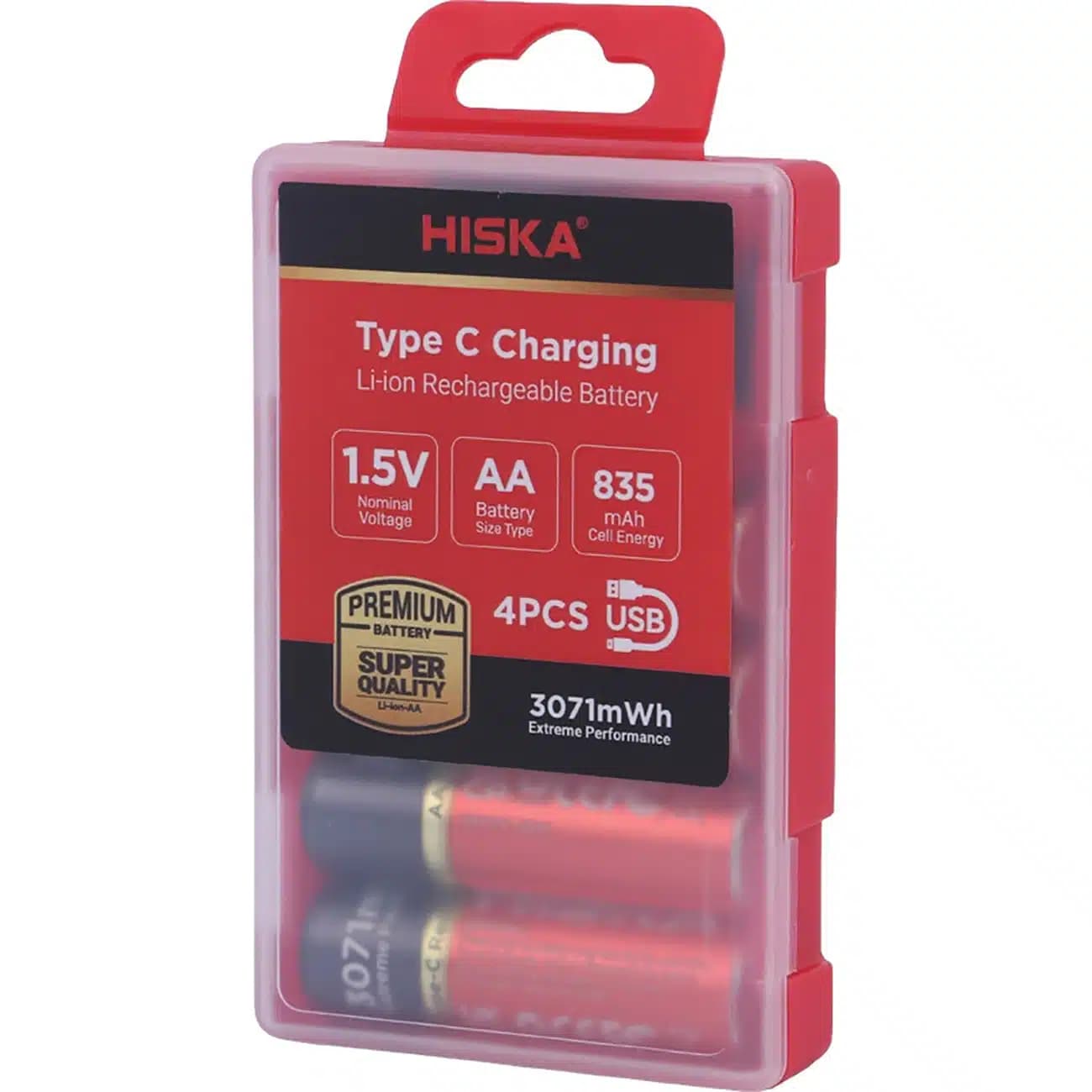 باتری قلمی شارژی هیسکا HISKA مدل H16-AA4 بسته 4 عددی — تصویر ۲
