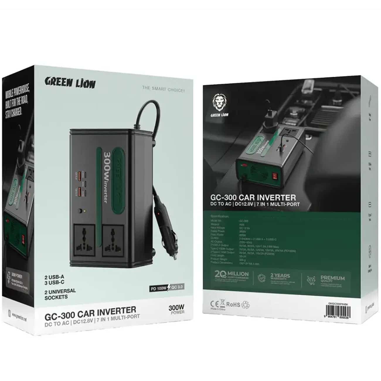 اینورتر خودرو گرین لاین Green Lion مدل GC-300 توان 300 وات — تصویر ۴