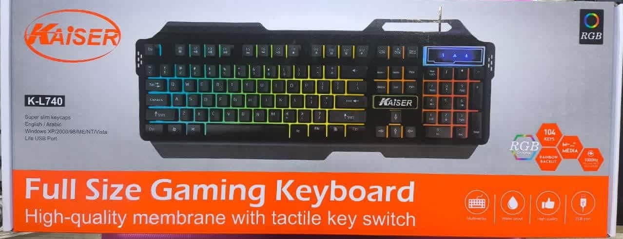صفحه کلید گیمینگ RGB برند KAISER مدل K-L740 — تصویر ۳