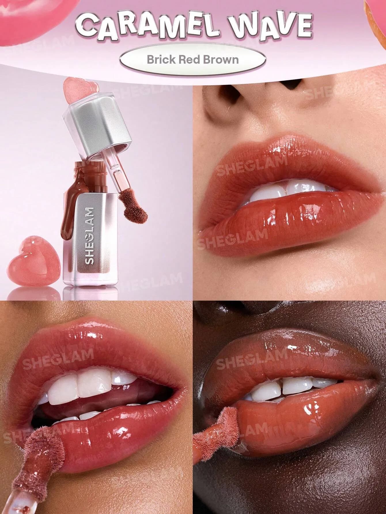 لیپ گلاس آینه ای مدل Glass Lock Air Gloss رنگ Caramel Wave — تصویر ۳