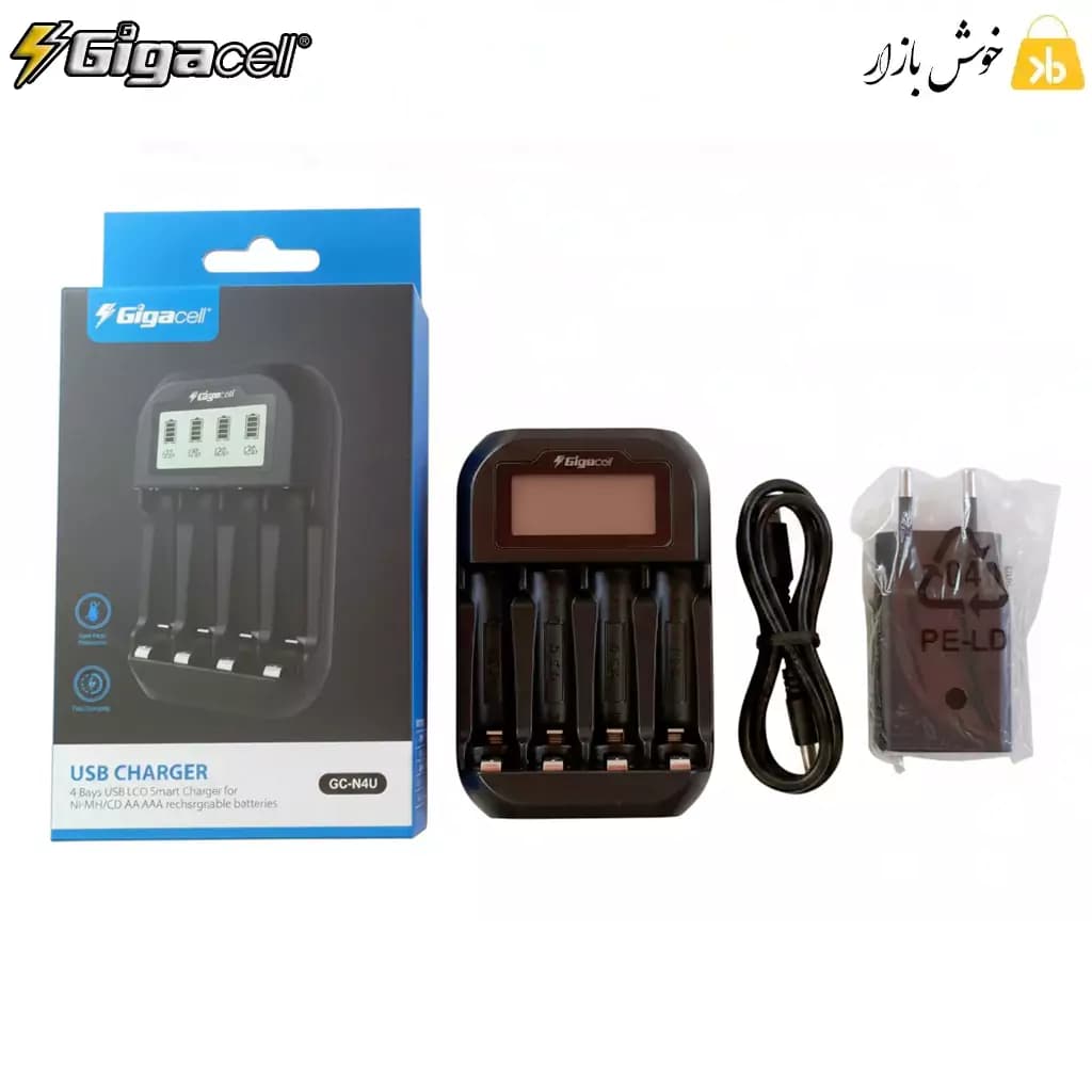 شارژر باتری 4 کاناله گیگاسل مدل GC-N4U نمایشگر دار — تصویر ۳