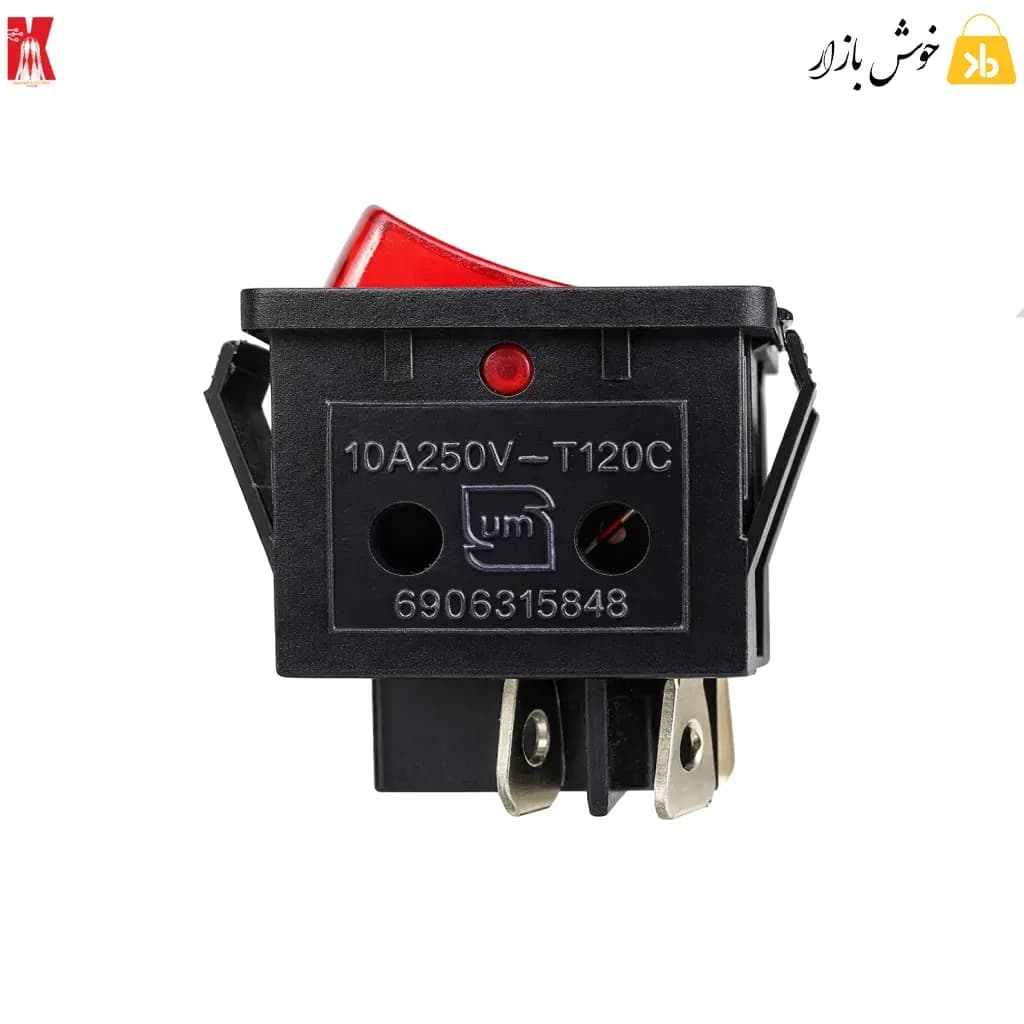 کلید راکر پهن چراغدار ۴ پایه خیام الکتریک مدل KH-8019 — تصویر ۸