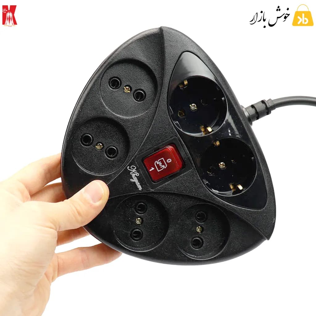 چندراهی برق کلید دار خیام الکتریک با سیم 1.8 متری مدل kh2060 — تصویر ۵