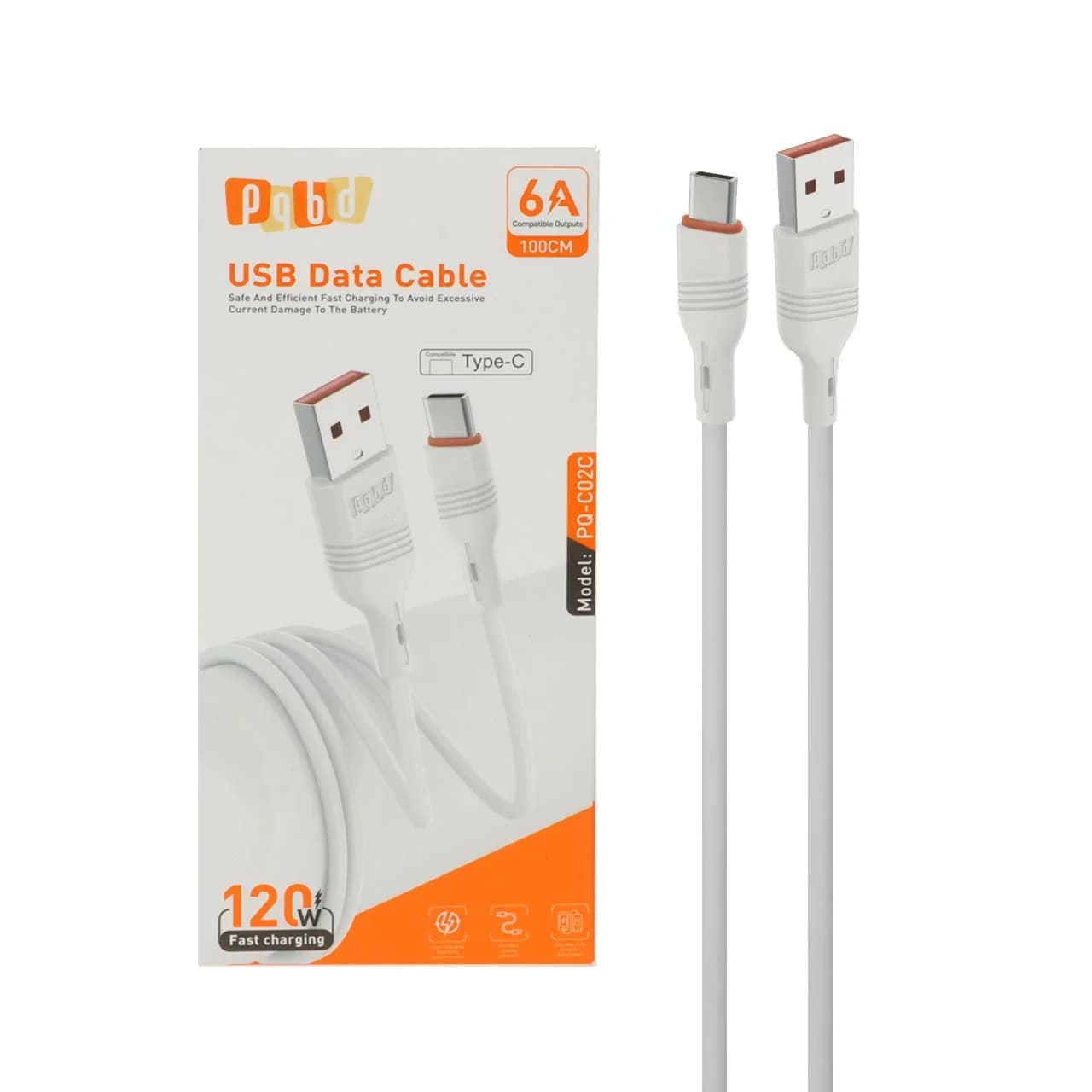 کابل شارژ فست pqbd Type-C مدل PQ-C02C – سفید — تصویر ۴
