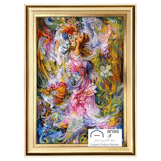 تابلو فرش ماشینی عمودی مینیاتور بوی بهار کد T20485M
