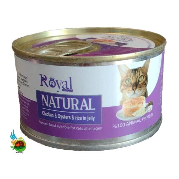 کنسرو نچرال گربه رویال کوکو طعم مرغ، صدف و برنج در ژله Royal coco chicken & oysters & rice in jelly وزن 220 گرم