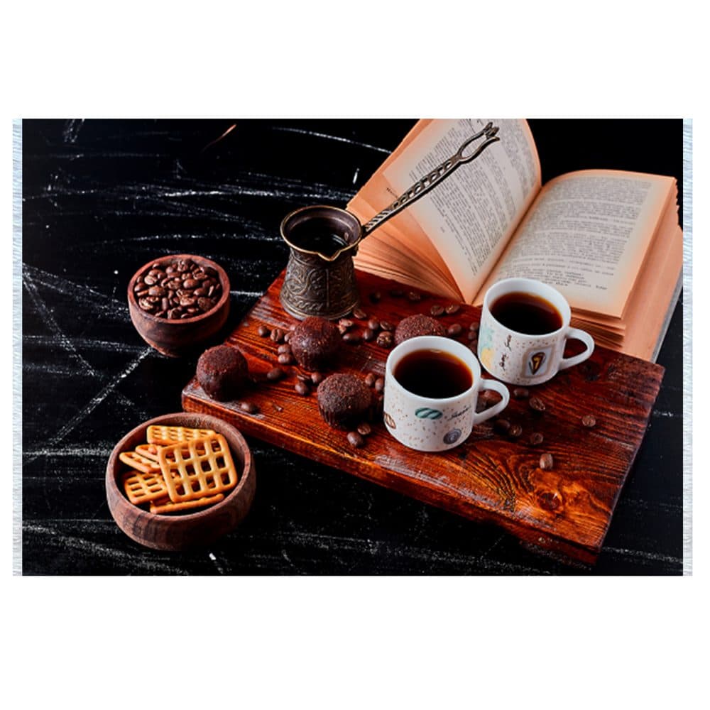 فرش آشپزخانه طرح قهوه و کتاب کد 101410 — تصویر ۳
