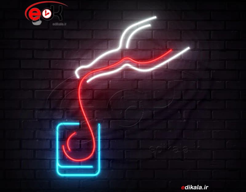 تابلو نئون طرح نوشیدنی شماره 32 در ابعاد مختلف + آداپتور+فایل کورل آماده برش — تصویر ۵