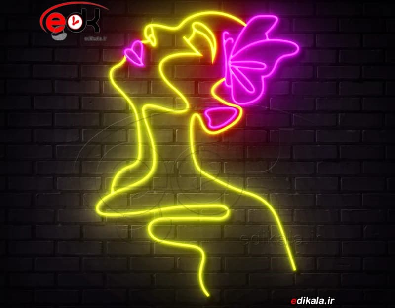 تابلو نئون طرح چهره دختر شماره 6 در ابعاد مختلف +آداپتور+ فایل لایه باز