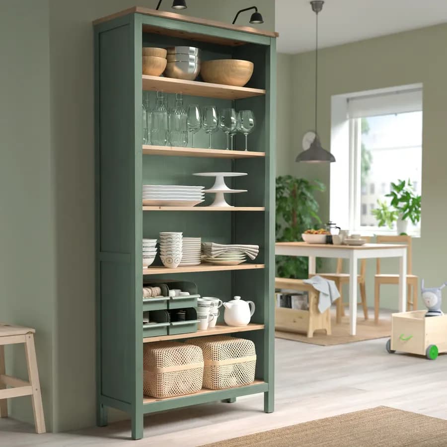 کتابخانه، مشکی-قهوه ای/قهوهای روشن رنگآمیزی شده، ۹۰x۱۹۷ سانتیمتر ایکیا مدل HEMNES — تصویر ۱۲