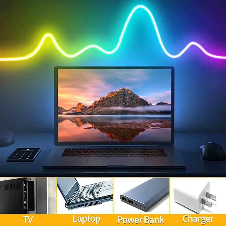 ریسه نئون فلکسی RGB-IC برنامهپذیر 5 متری رونده و حساس به صدا — تصویر ۱۱