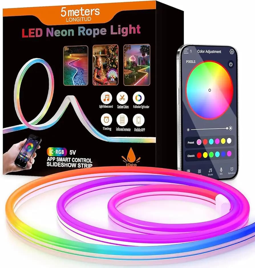 ریسه نئون فلکسی RGB-IC برنامهپذیر 5 متری رونده و حساس به صدا — تصویر ۵