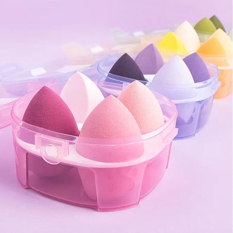 پد آرایشی 4عددی اشکی استند دار طرح خرس ( باکس بیوتی بلندر 4تایی فانتزی ) اورجینال4pcs Makeup Sponge With Bear Storage Box — تصویر ۸
