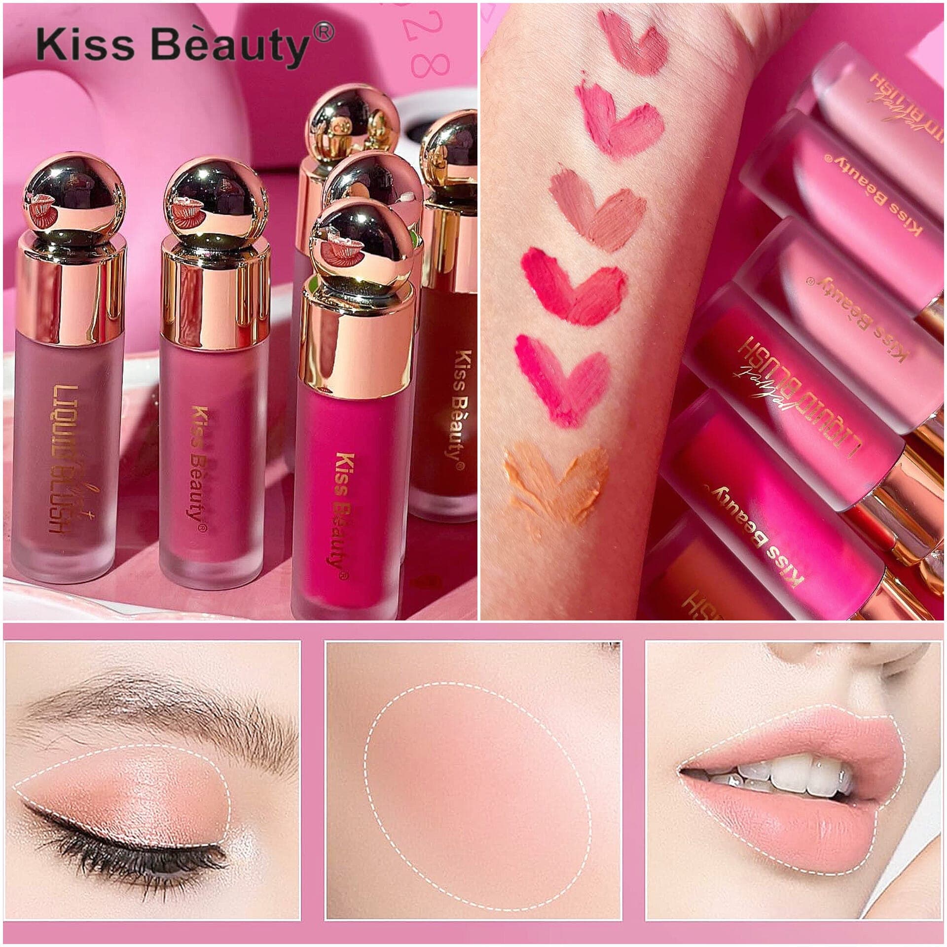 رژگونه مایع مخملی کیس بیوتی اورجینال 7میل Kissbeauty Velvet Liquid Blush — تصویر ۹