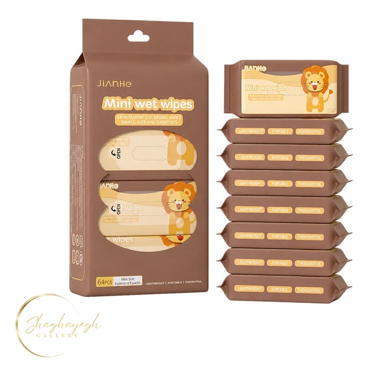 دستمال مرطوب جیبی طرح شیر جین هه 64 عددی